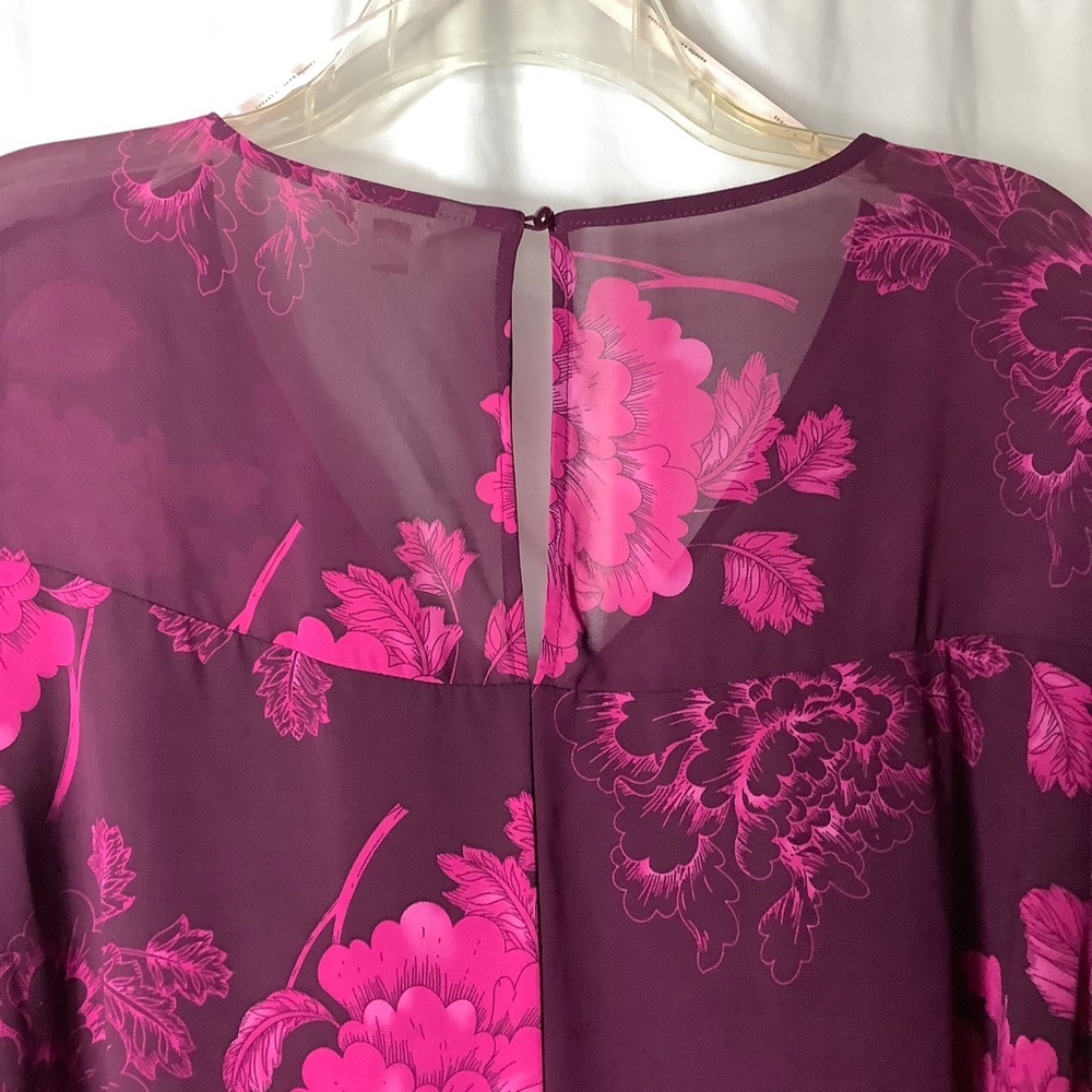 NWT Nanette Lepore purple/pink flutter sleeve top size 2X. - Picture 2 of 3